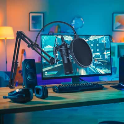 USB Microphone Kit, 192kHz/24Bit Streaming Podcast PC Condenser Computer Mic Set for Gaming, YouTube Video, Recording Music, Voice Over, Studio Mic with Adjustable Arm Stand image 7