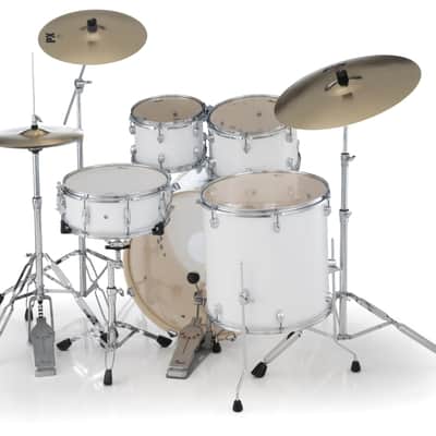 Export 5 Piece Shell Pack 22/16/13/12/14 Pure White - Hardware And Sabian Cymbals image 2