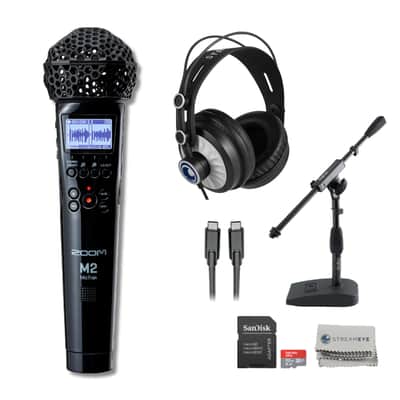 Zoom M2 MicTrak 2-channel 32-bit Portable Recorder with Dektop Mic Stand, Over-Ear Monitoring Headphones, USB-C Cable, 5x AA Batteries, SanDisk 32GB microSD Card and StreamEye Polishing Cloth image 5