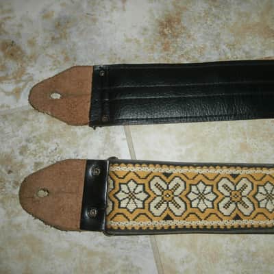Vintage 1960's ACE Guitar Strap! Yellow Nirvana, Bob Dylan Hippie Pattern! Old! image 4