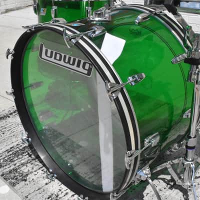 Vintage Ludwig Green Vistalite 13", 16", 24" Drum Kit image 4