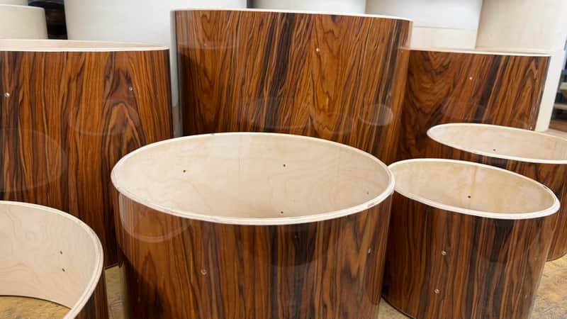 ROSEWOOD and Maple 9 pcs shell set - DOUBLE BASS - 5 ply core Drum Shell 9 pcs set - Clear gloss polished BEST OFFERS ACCEPTED! image 1