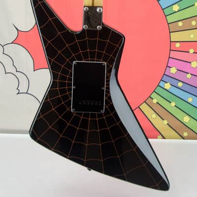 Used Turbo Electrics Spider Web Decal Explorer Style Guitar, Made by Cort, Hard Case image 6