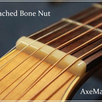 AxeMasters 40mm / 1 9/16" UNBLEACHED BONE Slotted Nut handmade for VINTAGE GIBSON Guitar - replacement upgrade project Bild 1