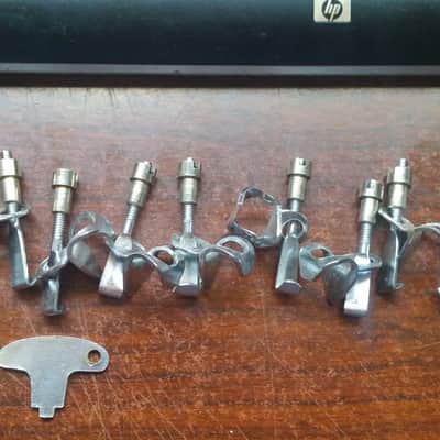 MINT Ludwig VINTAGE RARE 2 / PAIR Tunable Tambourine Hooks / Claws Head Clips 60s 70s 10 AVAILABLE ORIGINAL TUNING KEY image 7