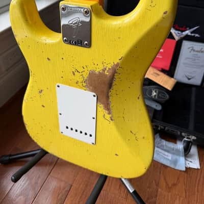 2026 Fender Custom Shop ‘69 Stratocaster SR25 Heavy Relic Matching Reverse Headstock - Aged Canary Yellow image 10