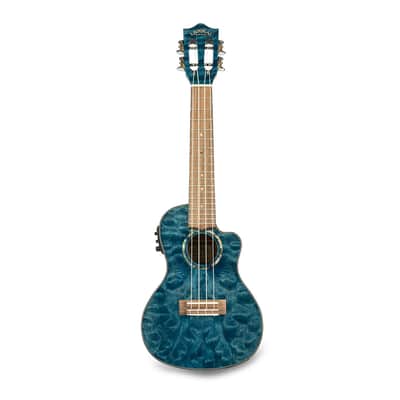 Lanikai QM-BLCEC Quilted Cutaway Electric Acoustic Concert Ukulele in Maple Blue image 6