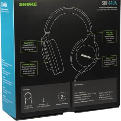 Shure SRH440A Over-Ear Wired Studio Headphones – Professional Monitoring & Recording Earphones with Accurate Frequency Response, Adjustable Collapsible Design, Black image 5