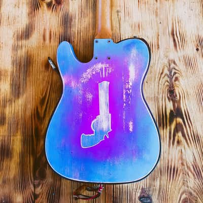 MADE TO ORDER - The Navajo Guslinger - Tribal Style Esquire Thinline Tele - Wine Red/Azul/Brown image 6