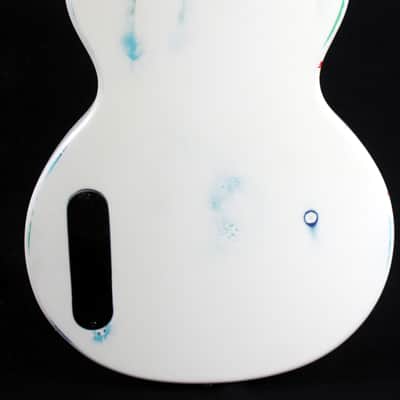 Custom Painted and Upgraded Epiphone Les Paul JR, Aged and Worn With Graphics and Matching Headstock image 4