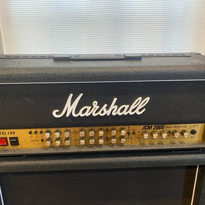 Marshall JCM 2000 TSL 100 Triple Super Lead 3-Channel 100-Watt Guitar Amp Head & Marshall 1960 Vintage 4x12 Speaker Cabinet on wheels image 2