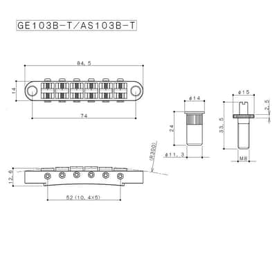 GOTOH GE103B-T Guitar Bridge with large metric posts Black image 5