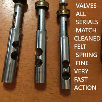 BLOW OUT DEAL KING SILVERTONE CORNET 1949 STEARLING SILVER MARKED  GREAT valves LOVELY GREAT YR. PLAYER need some attention image 3