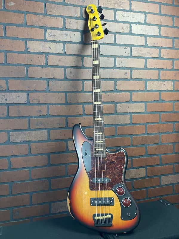 Woodcraft Electric Guitars Retro-Modified Bobcat 4 Relic Sunburst Custom Bass 34" Scale image 1