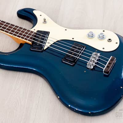 1966 Mosrite Ventures Model Bass Ink Blue 100% Original w/ Case image 10
