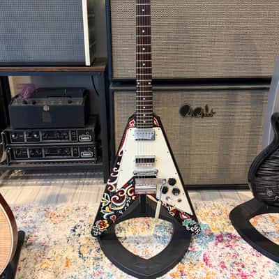 Immagine Gibson Custom Shop "Inspired By" Jimi Hendrix Psychedelic Flying V 2006 - Psychedelic Black - 1