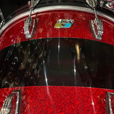 Ludwig 50th Anniversary Vistalite Pro Beat 24/16/13" Drum Set Kit in Red Sparkle/Smoke/Red Sparkle from NAMM image 6