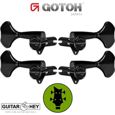 NEW Gotoh GB350 RES-O-LITE Aluminum Bass 4-String Tuning Keys L2+R2 Set - BLACK