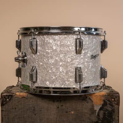Vintage Rogers White Marine Pearl Drum Set 14x24 9x13 and 16x16 image 10