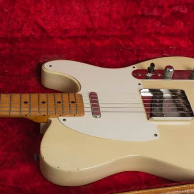 Fender  Telecaster Solid Body Electric Guitar (1955), ser. #10608, original tweed hard shell case. image 25