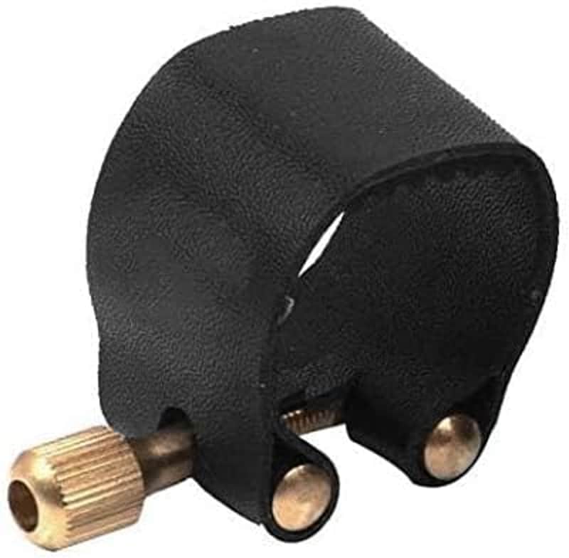 Professional Tenor Sax Saxophone Mouthpiece Leather Ligature Fastener Black image 1