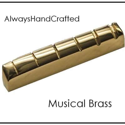 AxeMasters PURE BRASS Slotted Nut, Saddle and Pin Set for TAKAMINE 6 String Acoustic Guitar image 2