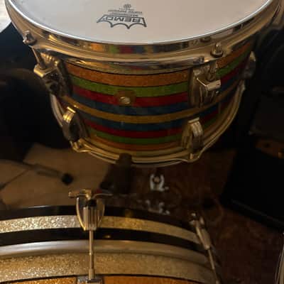 Rare Ludwig Patrick Carney Salesman Sample Kit – Matching Multi-Color Sparkle – 24/18/16/13 + Snare image 4