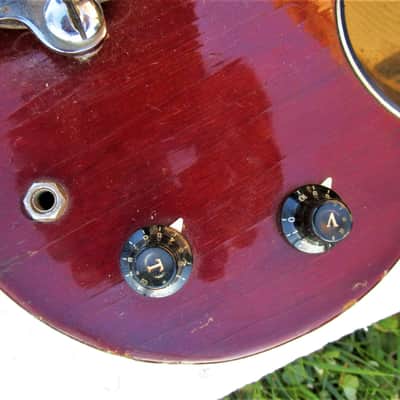 Rythmline SG Bass Guitar Copy, 1960's Japan, 30" Scale, Cherry Red Finish, Fresh Setup image 5