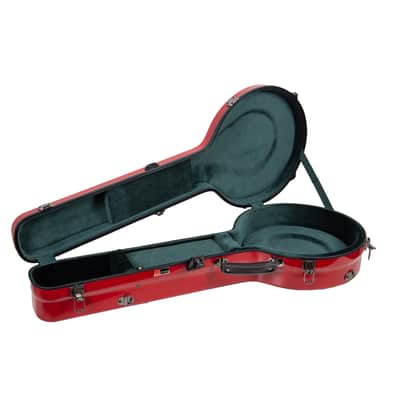 Crossrock Fiberglass Banjo Case-Fits Mastertone & Most 5-String Styles, with Interior Compartment, Backpack Straps, Hygrometer, TSA Lock-Red (CRF2023MBJRD) image 2