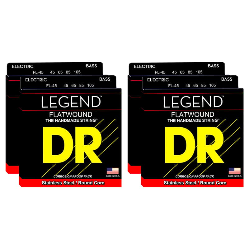 DR Strings FL-45 Legend Hi-Beam Flatwound Bass 45-105 4 Pack Bundle image 1