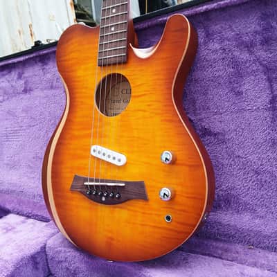 CLIP SAE-580 Travel Silent Guitar Yellow Flame Brown Burst image 3
