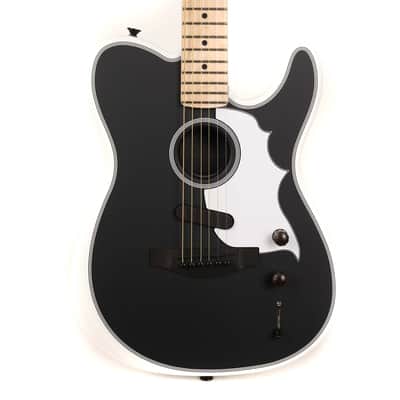 Fender Jack White Triplesonic Acoustasonic Telecaster Satin Arctic White with Black Top image 1