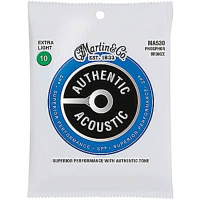 Martin MA530 Authentic Acoustic SP Phosphor Bronze Guitar Strings 10-57 Extra Light image 1