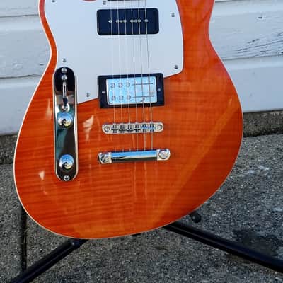 Reverend Double Agent OG 20th Anniversary Left-Handed 2017 Orange Flame Maple Lefty image 2