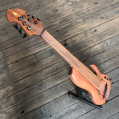 Short scale 6 string fretless bass guitar by JL 2023 - Sapele image 3