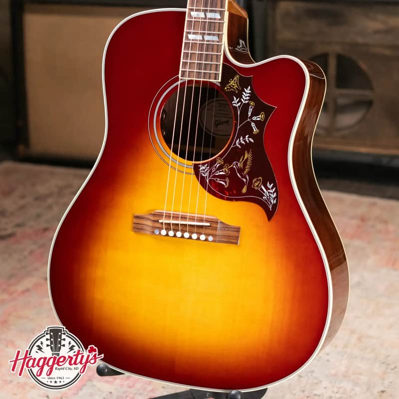 Gibson Hummingbird Standard Rosewood EC Dreadnought Acoustic/Electric Guitar - Rosewood Burst with Hardshell Case