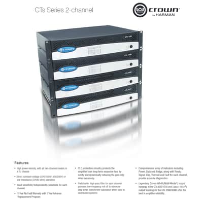 Crown CTs 600 2-Channel Professional Power Amplifier 300W/CH image 5
