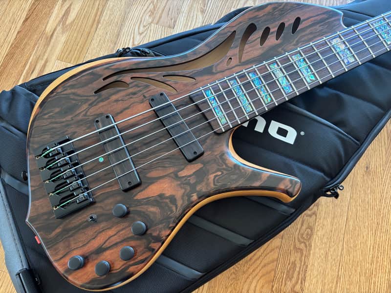 Ken Lawrence Chamberbrase II 5 string electric bass guitar LED's image 1
