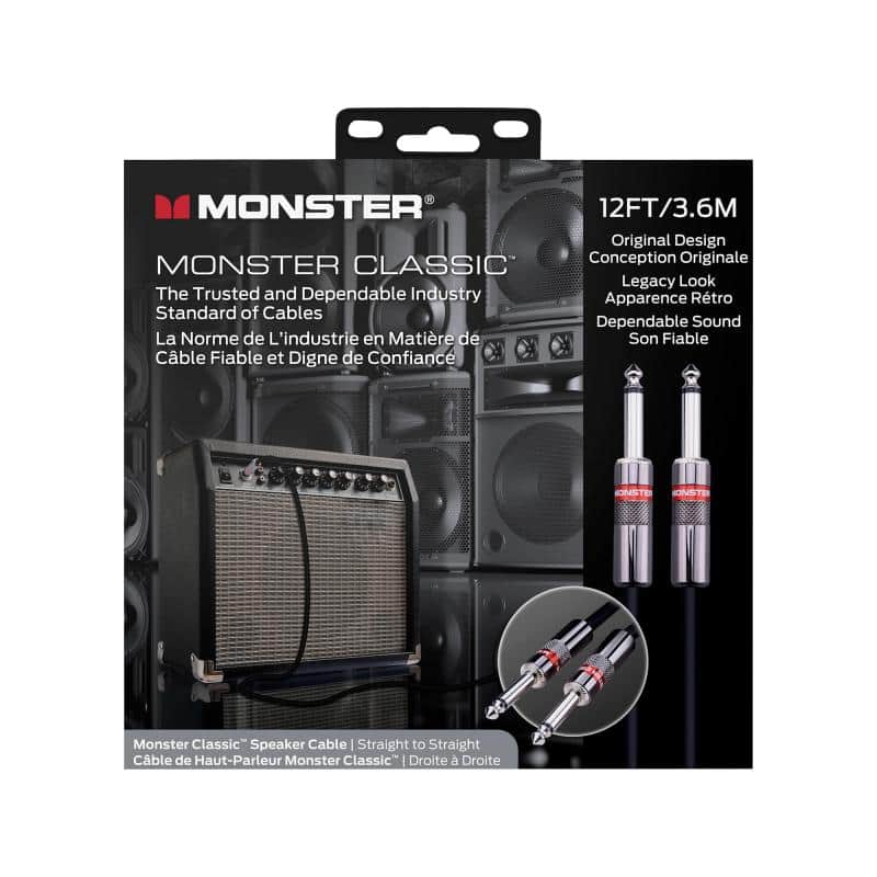 Monster Classic 12 ft/3.6m - straight 1/4" plugs (600494) - Black image 1