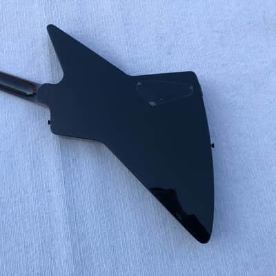 Left Handed Black Explorer Style Guitar, Basswood Body, Maple Neck image 7
