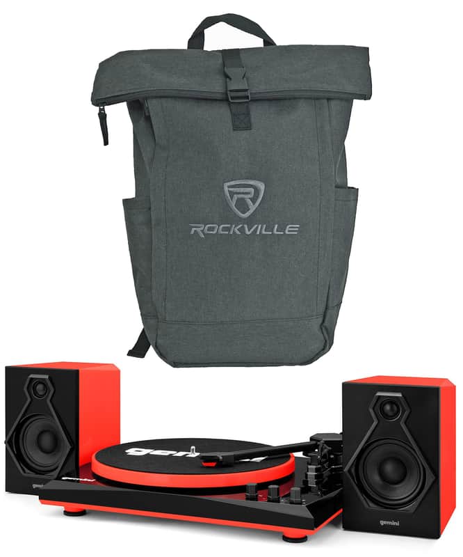 Gemini TT-900 Vinyl Record Player Turntable w/Bluetooth+Speakers+Laptop Backpack image 1