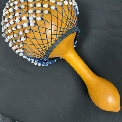 LARGE African AXATSE, Netted Gourd Rattle, Ewe-Style, Shekere, 8"x16", Handmade - NEW image 11