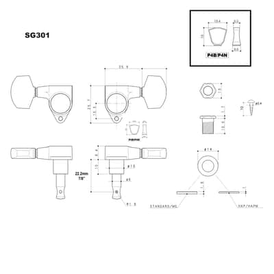 Gotoh Tuners SG301-P4N - Black - 3 per side - For Les Paul - 05112BX image 3