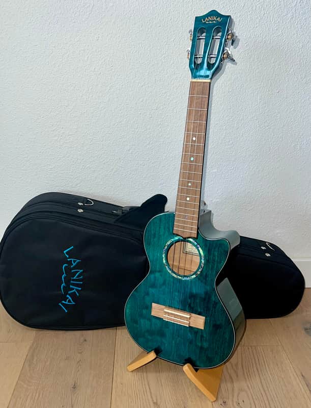 Mint Lanikai QM-BLCET Tenor Ukulele , Great Item Includes Fresh Strings, Deluxe Case & Ships Ultra Fast ! image 1
