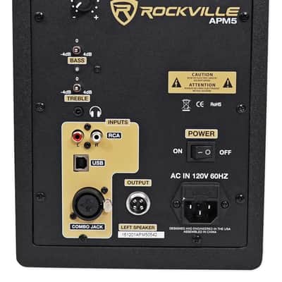 Rockville APM5B 5.25" 2-Way 250W Active/Powered USB Studio Monitor Speaker Pair image 5