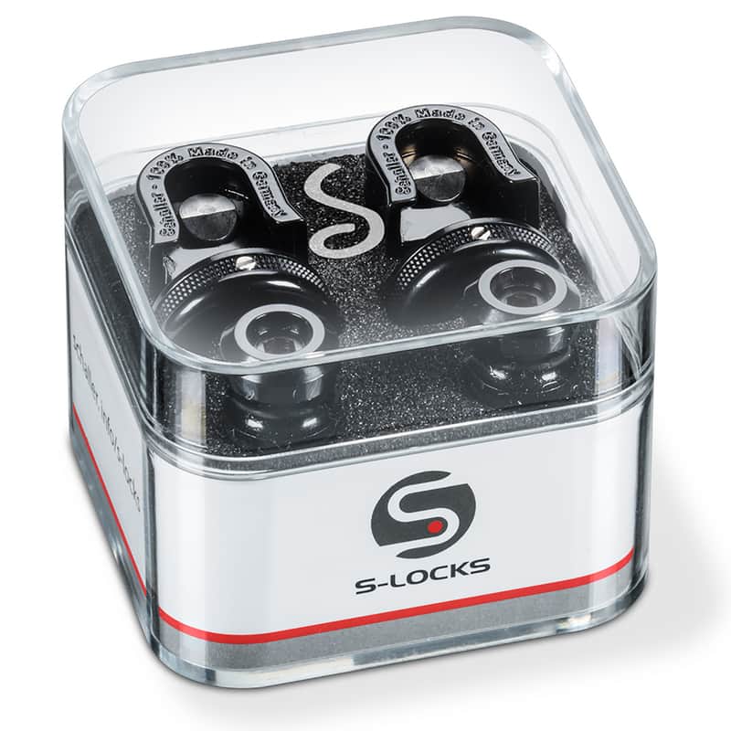 Schaller S-Locks Guitar Strap Lock System, Black Chrome image 1