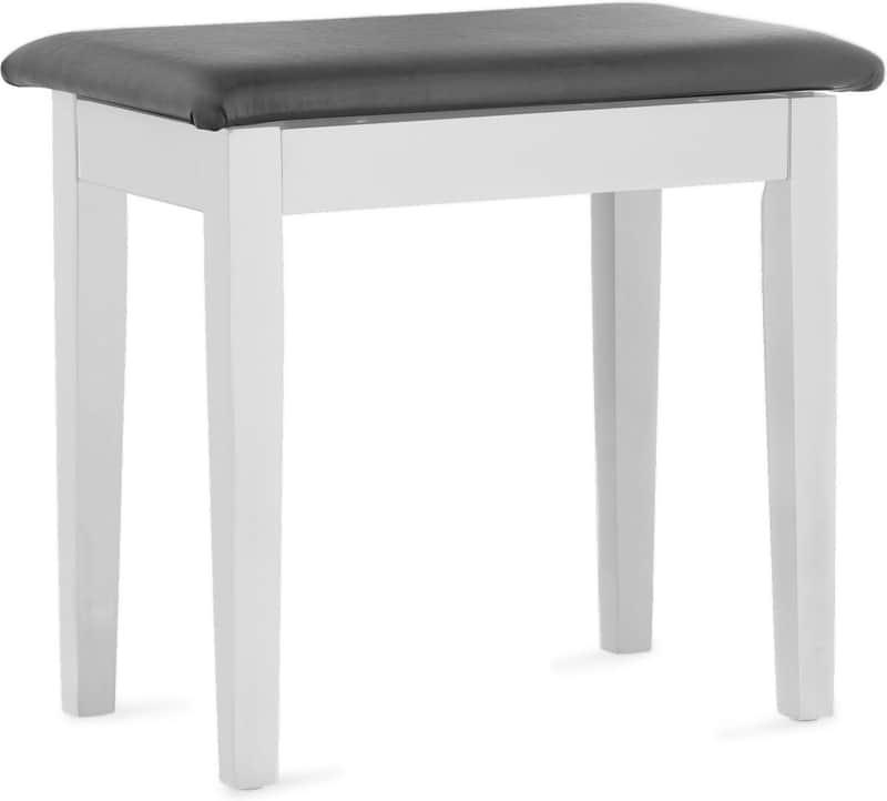 Stagg Highgloss White Piano Bench w/ Black Vinyl Top & Storage Compartment image 1