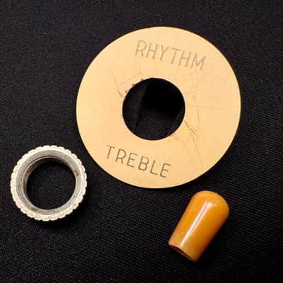Gibson Burst Switch Upgrade Set Relic Aged Poker Chip Bakelite (Amber Catalin) Switch Tip and Heavy Knurled Switch Nut 1958 1959 image 1