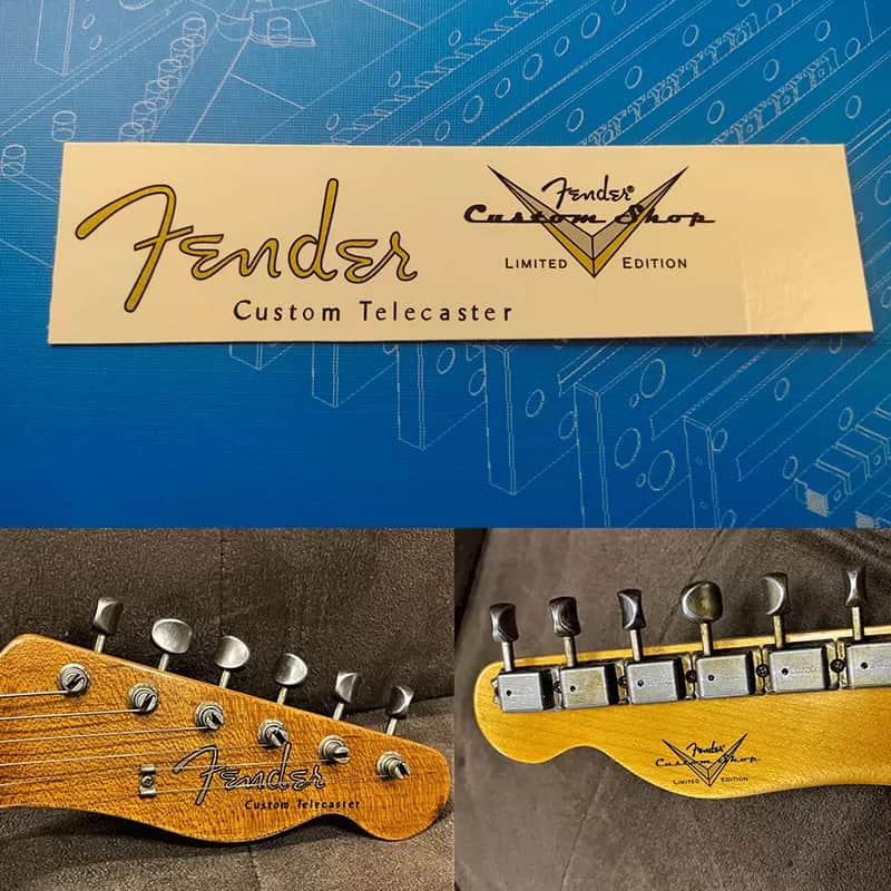 Original Fender TELE 59 Electric Guitar Headstock Logo Water Transfer Decal with Peel--Off Film image 1