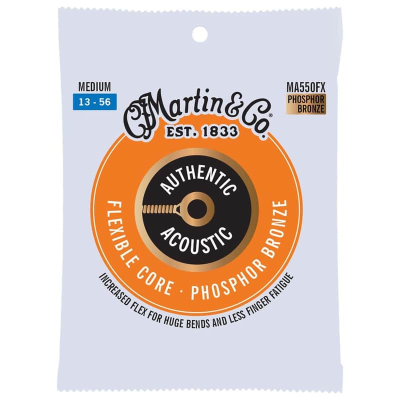 Martin MA550FX Authentic Flexible Core Phosphor Bronze Acoustic Guitar Strings - Medium (.13 - .56) image 1